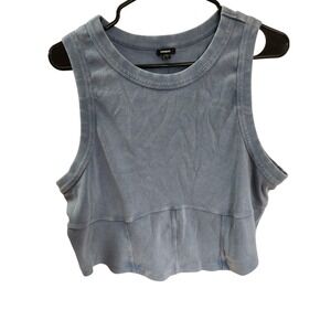 EXPRESS‎ Blue Ribbed Knit Cropped Tank Top NWT